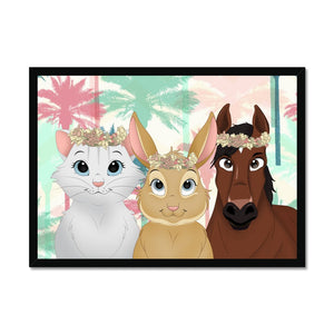 Flower Bud Crown: Cartoon Pet Portrait - Paw & Glory - Dog Portraits - Pet Portraits