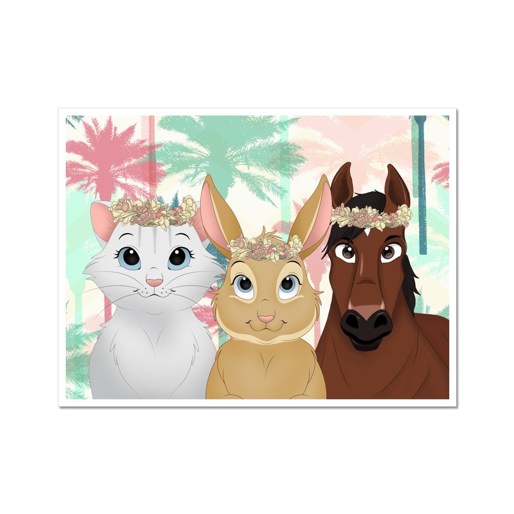 Flower Bud Crown: Cartoon Pet Poster - Paw & Glory - Dog Portraits - Pet Portraits