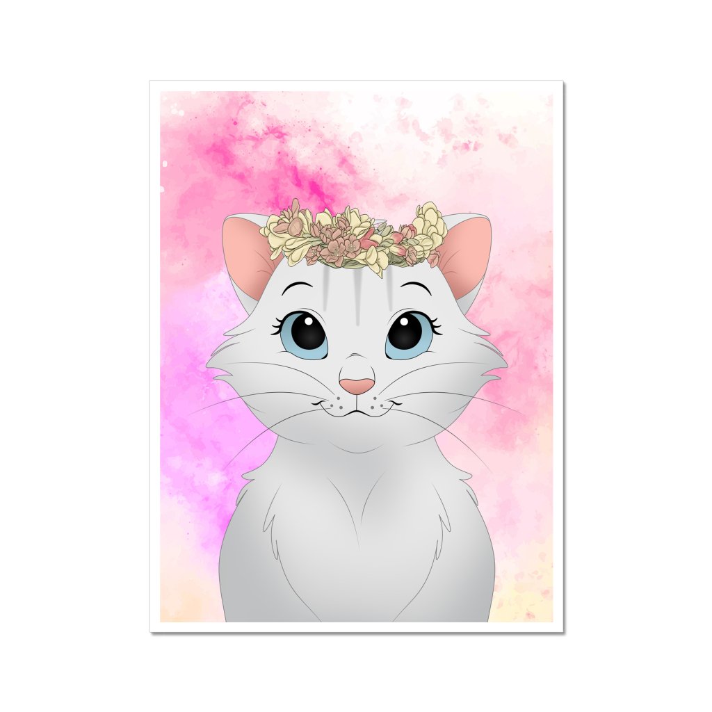 Flower Bud Crown: Cartoon Pet Poster - Paw & Glory - Dog Portraits - Pet Portraits