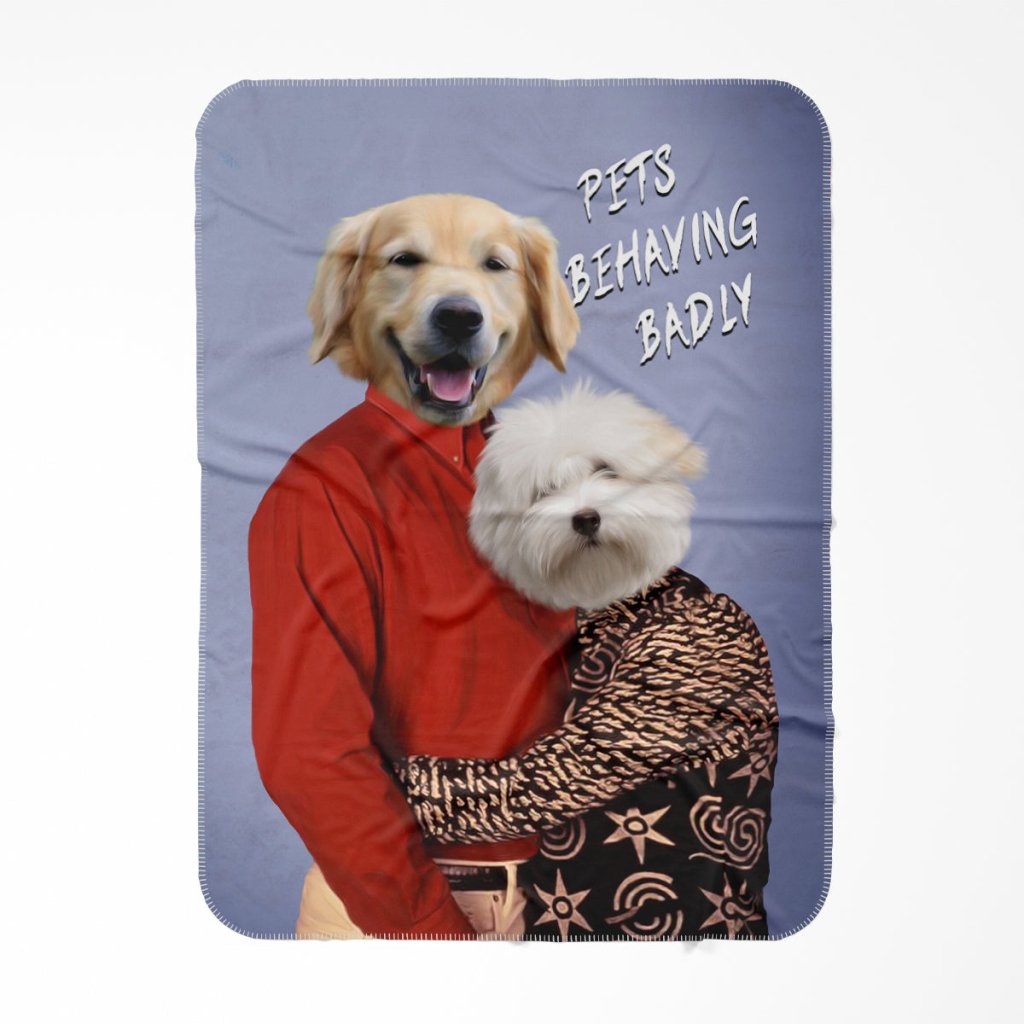 Gary & Dorothy (Men Behaving Badly Inspired): Custom Pet Blanket - Paw & Glory - Dog Portraits - Pet Portraits