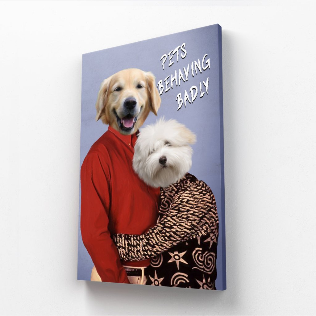 Gary & Dorothy (Men Behaving Badly Inspired): Custom Pet Canvas - Paw & Glory - Dog Portraits - Pet Portraits