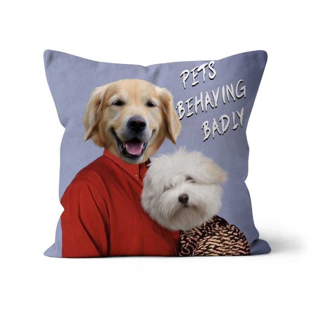 Gary & Dorothy (Men Behaving Badly Inspired): Custom Pet Pillow - Paw & Glory - Dog Portraits - Pet Portraits