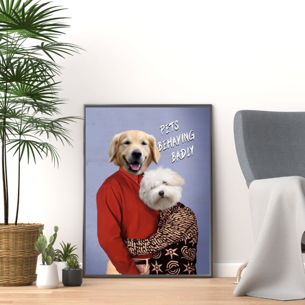 Gary & Dorothy (Men Behaving Badly Inspired): Custom Pet Portrait - Paw & Glory - Dog Portraits - Pet Portraits