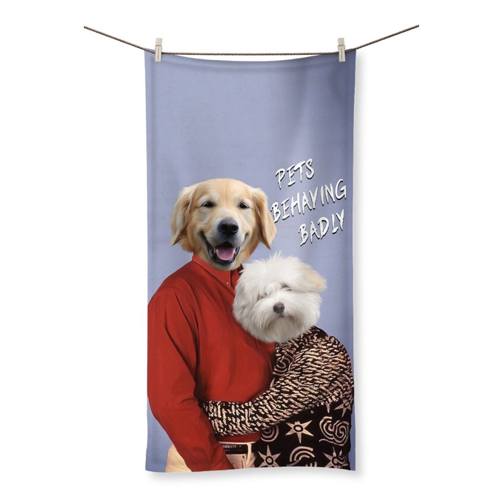 Gary & Dorothy (Men Behaving Badly Inspired): Custom Pet Towel - Paw & Glory - Dog Portraits - Pet Portraits