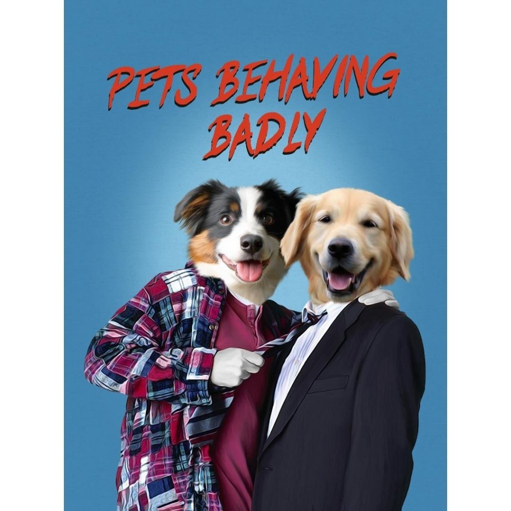 Gary & Tony (Men Behaving Badly Inspired): Custom Digital Download Pet Portrait - Paw & Glory - Dog Portraits - Pet Portraits