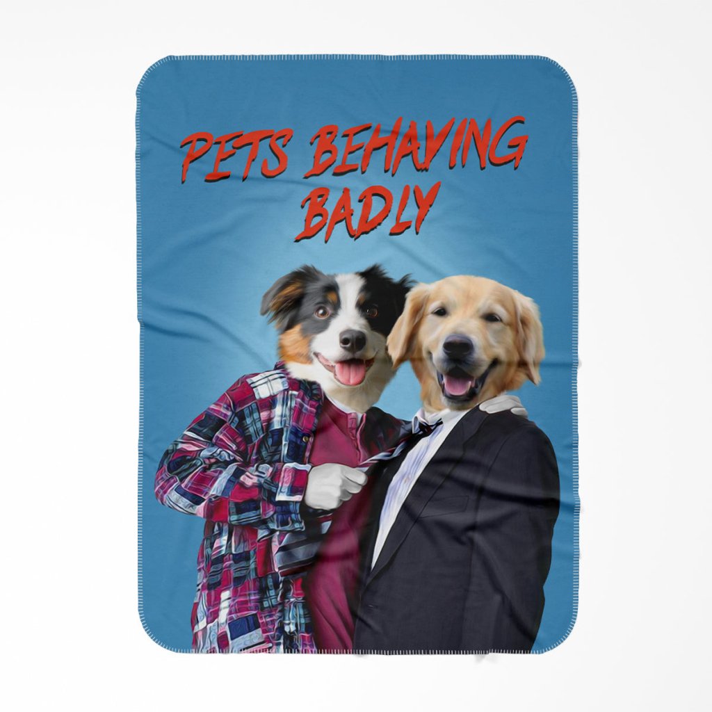 Gary & Tony (Men Behaving Badly Inspired): Custom Pet Blanket - Paw & Glory - Dog Portraits - Pet Portraits