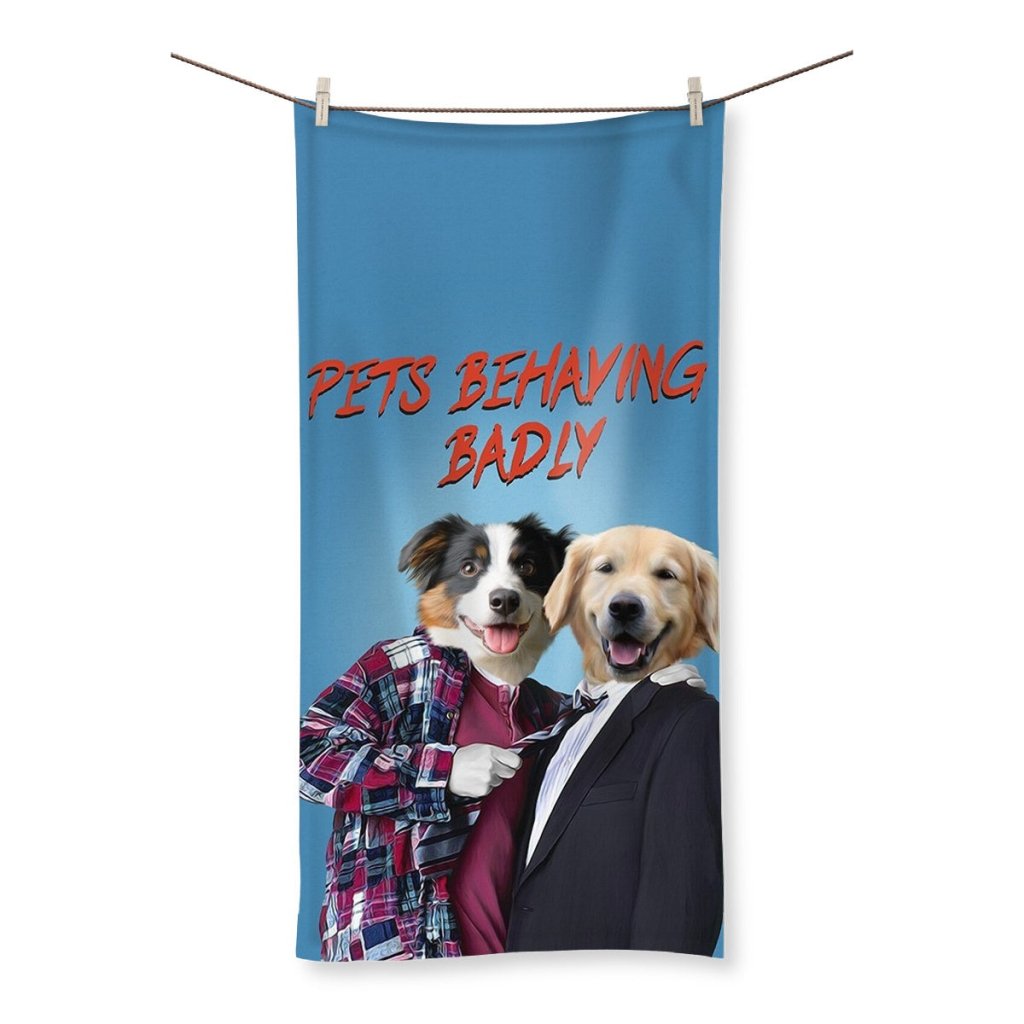 Gary & Tony (Men Behaving Badly Inspired): Custom Pet Towel - Paw & Glory - Dog Portraits - Pet Portraits