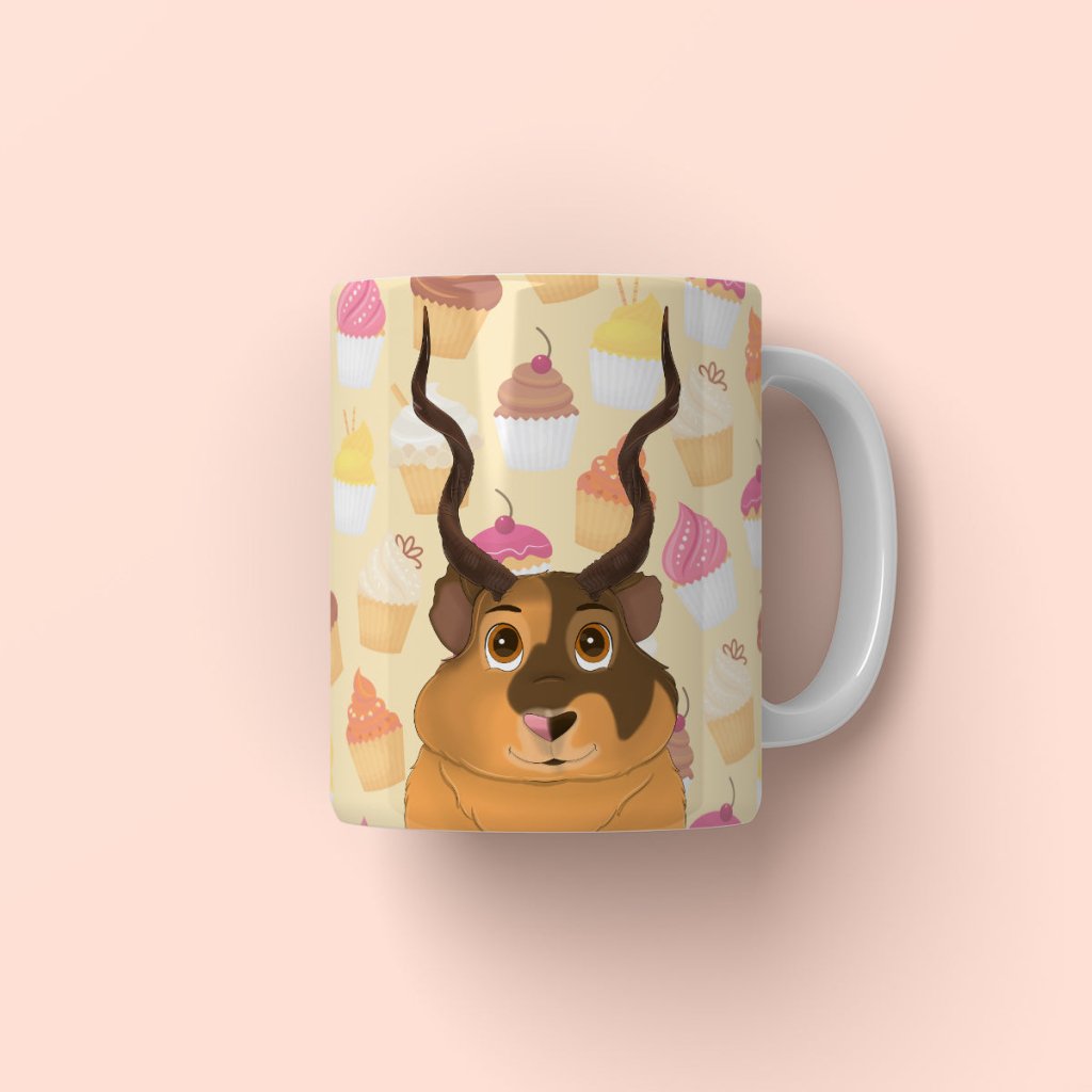 Gazelle Antlers: Cartoon Pet Coffee Mug - Paw & Glory - Dog Portraits - Pet Portraits