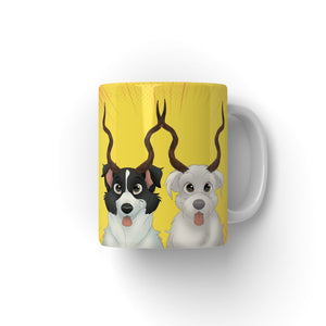 Gazelle Antlers: Cartoon Pet Coffee Mug - Paw & Glory - Dog Portraits - Pet Portraits