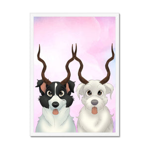 Gazelle Antlers: Cartoon Pet Portrait - Paw & Glory - Dog Portraits - Pet Portraits