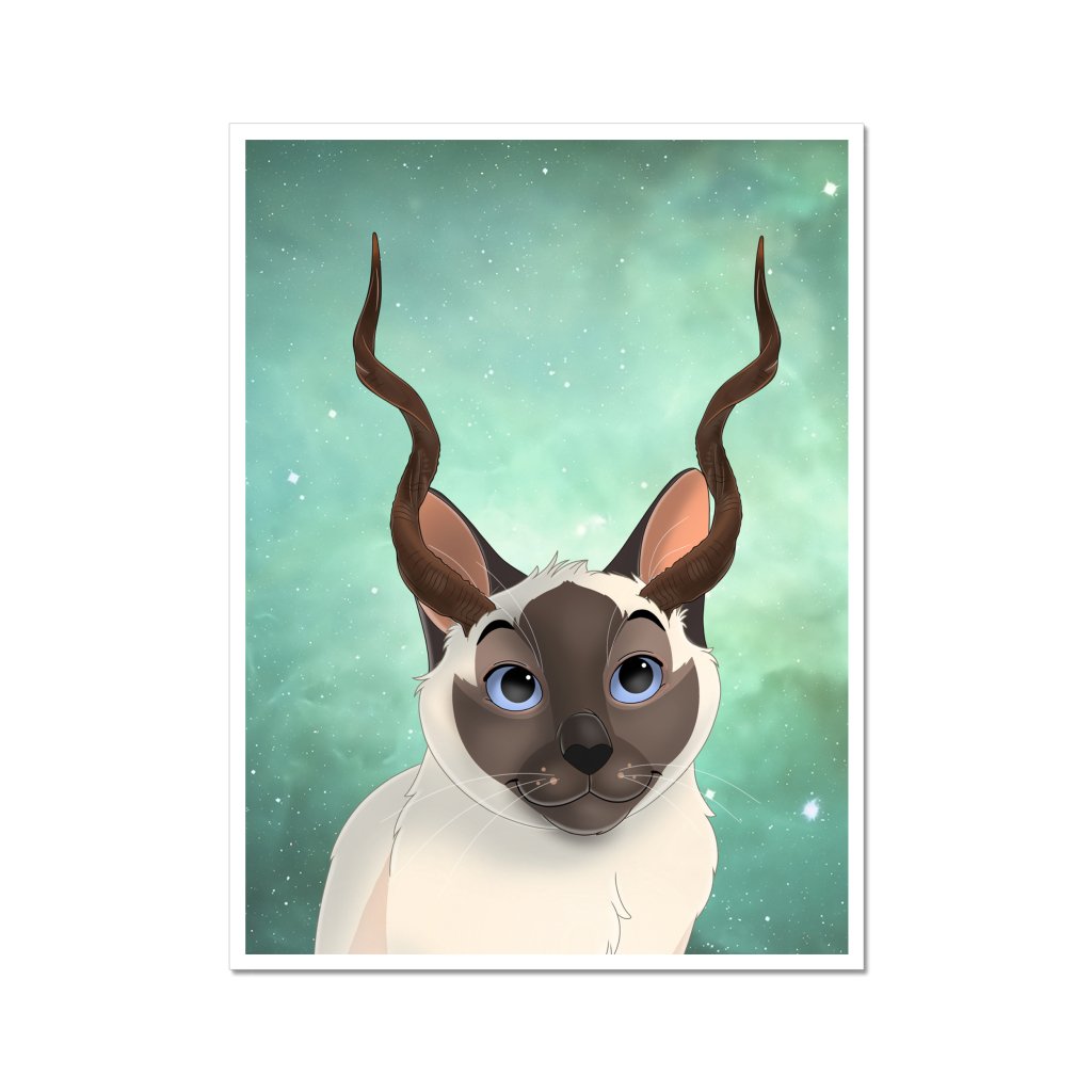 Gazelle Antlers: Cartoon Pet Poster - Paw & Glory - Dog Portraits - Pet Portraits