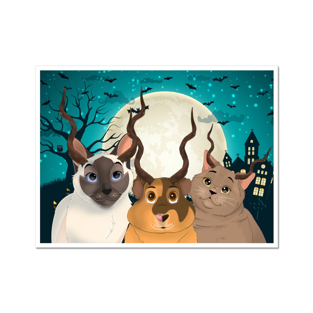 Gazelle Antlers: Cartoon Pet Poster - Paw & Glory - Dog Portraits - Pet Portraits