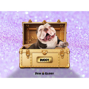 Glamour in Gold Luxury Trunk: Custom Digital Download Pet Portrait - Paw & Glory - Dog Portraits - Pet Portraits