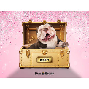 Glamour in Gold Luxury Trunk: Custom Digital Download Pet Portrait - Paw & Glory - Dog Portraits - Pet Portraits