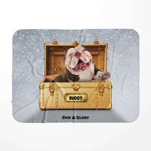 Glamour in Gold Luxury Trunk: Custom Pet Blanket - Paw & Glory - Dog Portraits - Pet Portraits