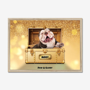 Glamour in Gold Luxury Trunk: Custom Pet Portrait - Paw & Glory - Dog Portraits - Pet Portraits