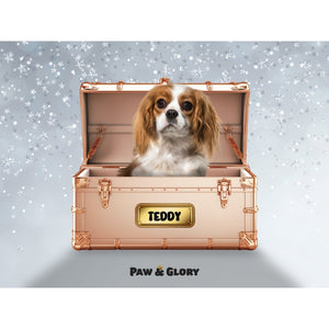 Golden Blush Luxury Trunk: Custom Digital Download Pet Portrait - Paw & Glory - Dog Portraits - Pet Portraits