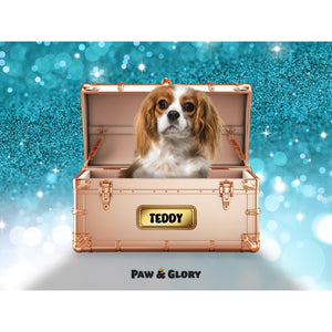 Golden Blush Luxury Trunk: Custom Digital Download Pet Portrait - Paw & Glory - Dog Portraits - Pet Portraits