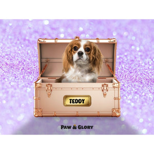 Golden Blush Luxury Trunk: Custom Digital Download Pet Portrait - Paw & Glory - Dog Portraits - Pet Portraits