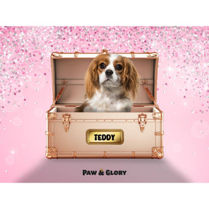 Golden Blush Luxury Trunk: Custom Digital Download Pet Portrait - Paw & Glory - Dog Portraits - Pet Portraits