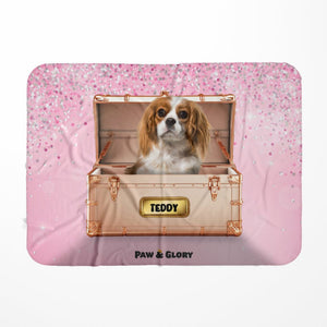 Golden Blush Luxury Trunk: Custom Pet Blanket - Paw & Glory - Dog Portraits - Pet Portraits