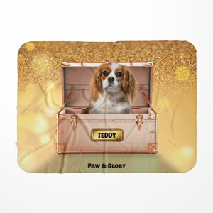 Golden Blush Luxury Trunk: Custom Pet Blanket - Paw & Glory - Dog Portraits - Pet Portraits