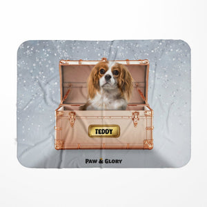 Golden Blush Luxury Trunk: Custom Pet Blanket - Paw & Glory - Dog Portraits - Pet Portraits