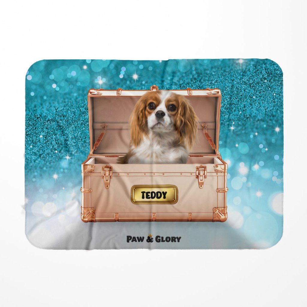 Golden Blush Luxury Trunk: Custom Pet Blanket - Paw & Glory - Dog Portraits - Pet Portraits