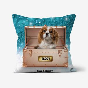 Golden Blush Luxury Trunk: Custom Pet Pillow - Paw & Glory - Dog Portraits - Pet Portraits