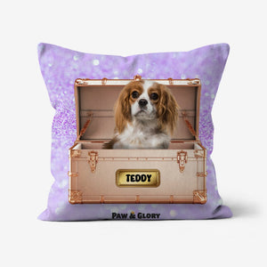 Golden Blush Luxury Trunk: Custom Pet Pillow - Paw & Glory - Dog Portraits - Pet Portraits