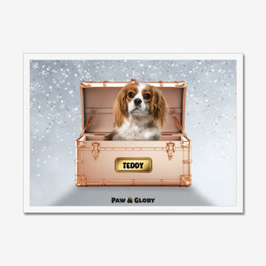 Golden Blush Luxury Trunk: Custom Pet Portrait - Paw & Glory - Dog Portraits - Pet Portraits