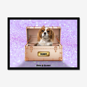 Golden Blush Luxury Trunk: Custom Pet Portrait - Paw & Glory - Dog Portraits - Pet Portraits