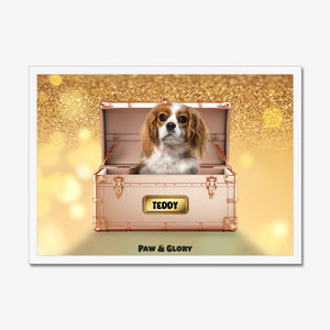 Golden Blush Luxury Trunk: Custom Pet Portrait - Paw & Glory - Dog Portraits - Pet Portraits