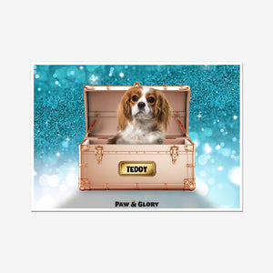 Golden Blush Luxury Trunk: Custom Pet Portrait - Paw & Glory - Dog Portraits - Pet Portraits