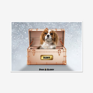 Golden Blush Luxury Trunk: Custom Pet Portrait - Paw & Glory - Dog Portraits - Pet Portraits