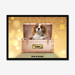 Golden Blush Luxury Trunk: Custom Pet Portrait - Paw & Glory - Dog Portraits - Pet Portraits