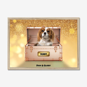 Golden Blush Luxury Trunk: Custom Pet Portrait - Paw & Glory - Dog Portraits - Pet Portraits