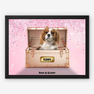 Golden Blush Luxury Trunk: Custom Pet Portrait - Paw & Glory - Dog Portraits - Pet Portraits