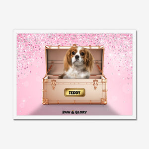 Golden Blush Luxury Trunk: Custom Pet Portrait - Paw & Glory - Dog Portraits - Pet Portraits