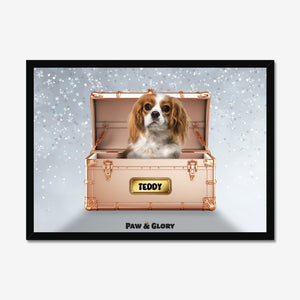 Golden Blush Luxury Trunk: Custom Pet Portrait - Paw & Glory - Dog Portraits - Pet Portraits