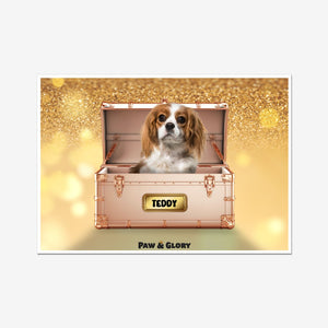 Golden Blush Luxury Trunk: Custom Pet Portrait - Paw & Glory - Dog Portraits - Pet Portraits