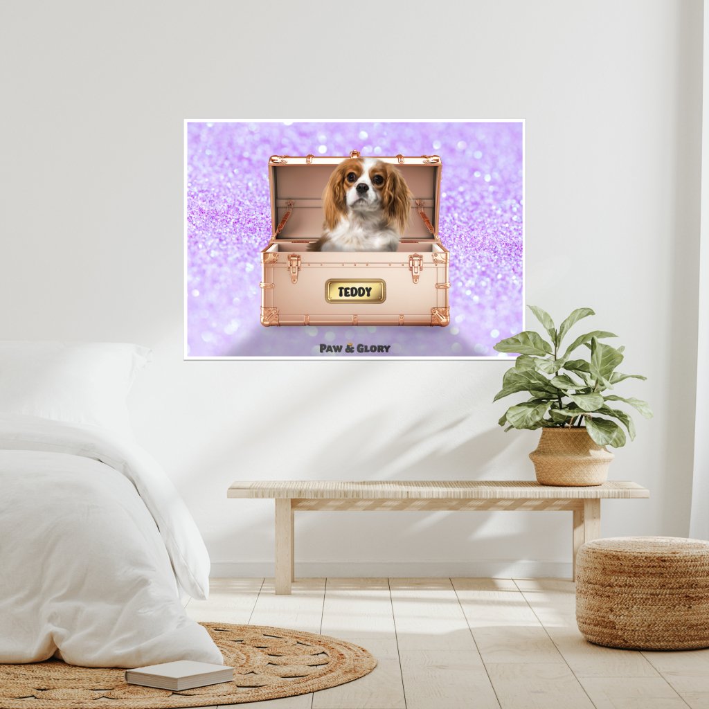 Golden Blush Luxury Trunk: Custom Pet Portrait - Paw & Glory - Dog Portraits - Pet Portraits