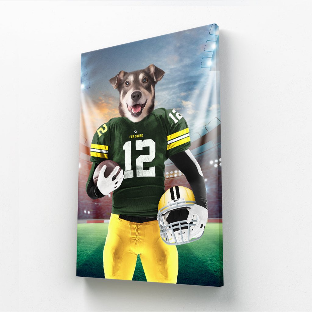 Green Paw Packers: Custom Pet Canvas - Paw & Glory - Dog Portraits - Pet Portraits