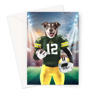 Green Paw Packers: Custom Pet Greeting Card - Paw & Glory - Dog Portraits - Pet Portraits