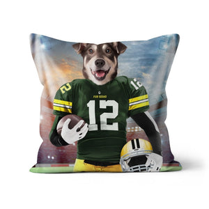 Green Paw Packers: Custom Pet Pillow - Paw & Glory - Dog Portraits - Pet Portraits