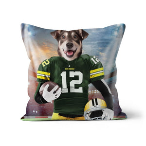 Green Paw Packers: Custom Pet Pillow - Paw & Glory - Dog Portraits - Pet Portraits