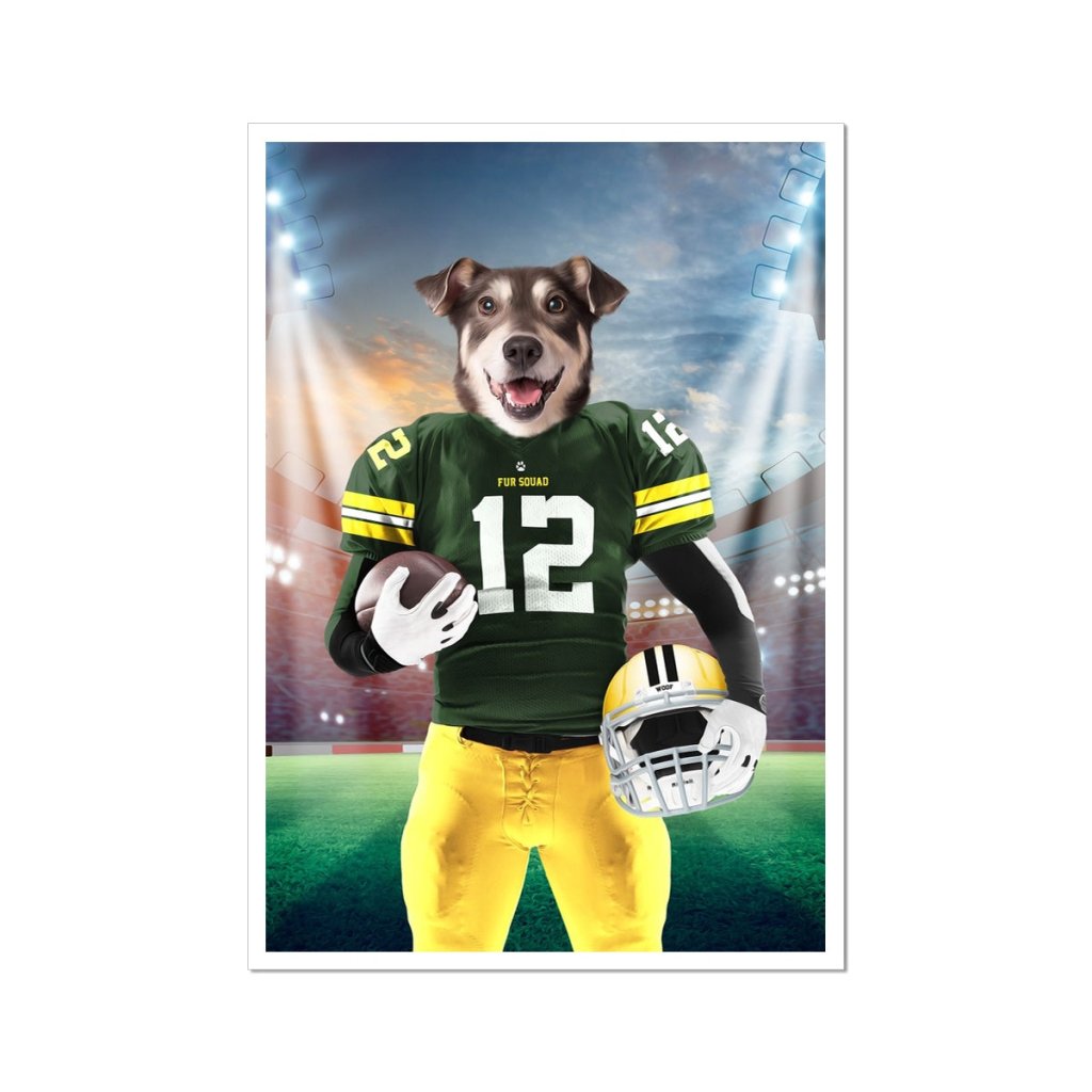 Green Paw Packers: Custom Pet Poster - Paw & Glory - Dog Portraits - Pet Portraits