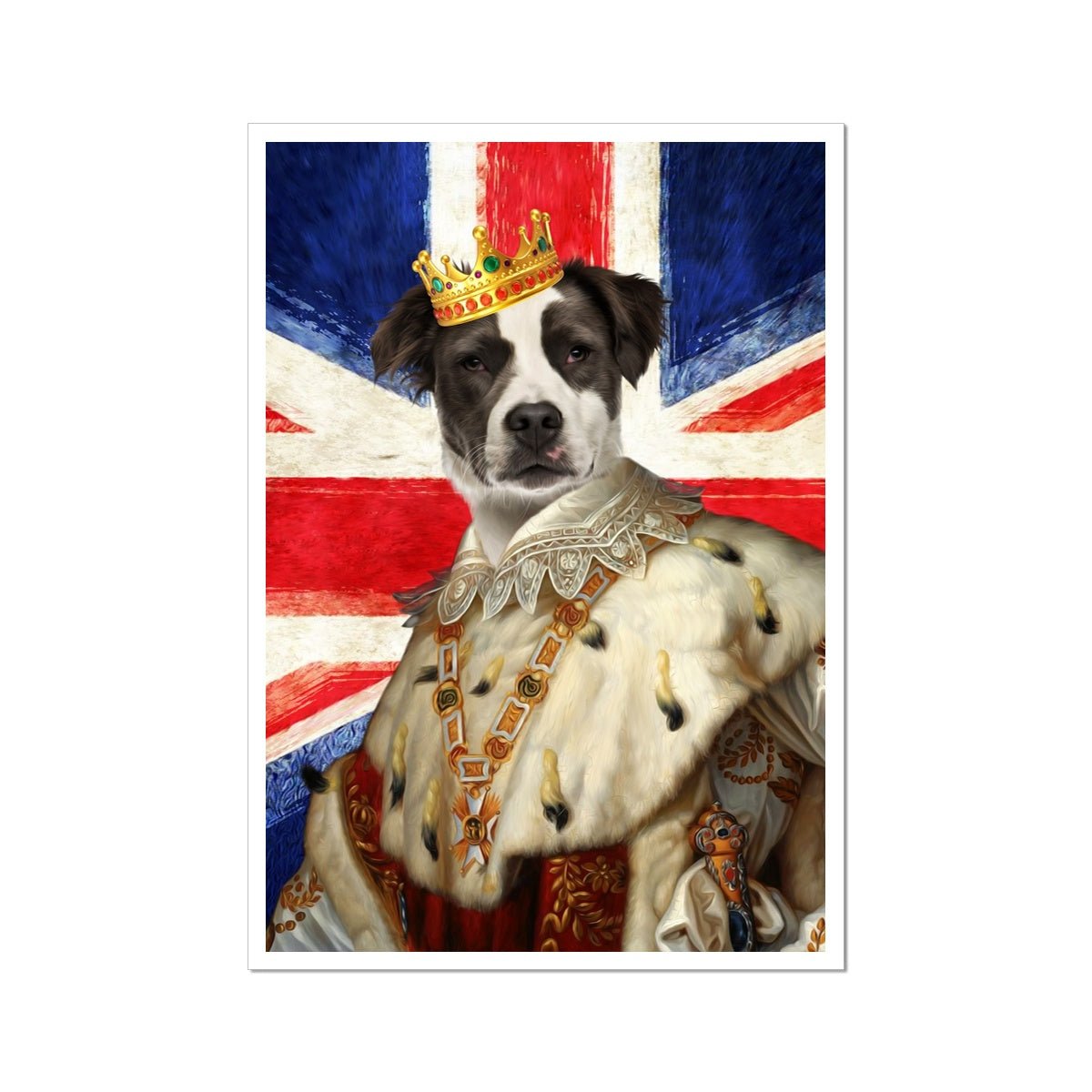 His Majesty British Flag: Custom Pet Poster - Paw & Glory - Dog Portraits - Pet Portraits