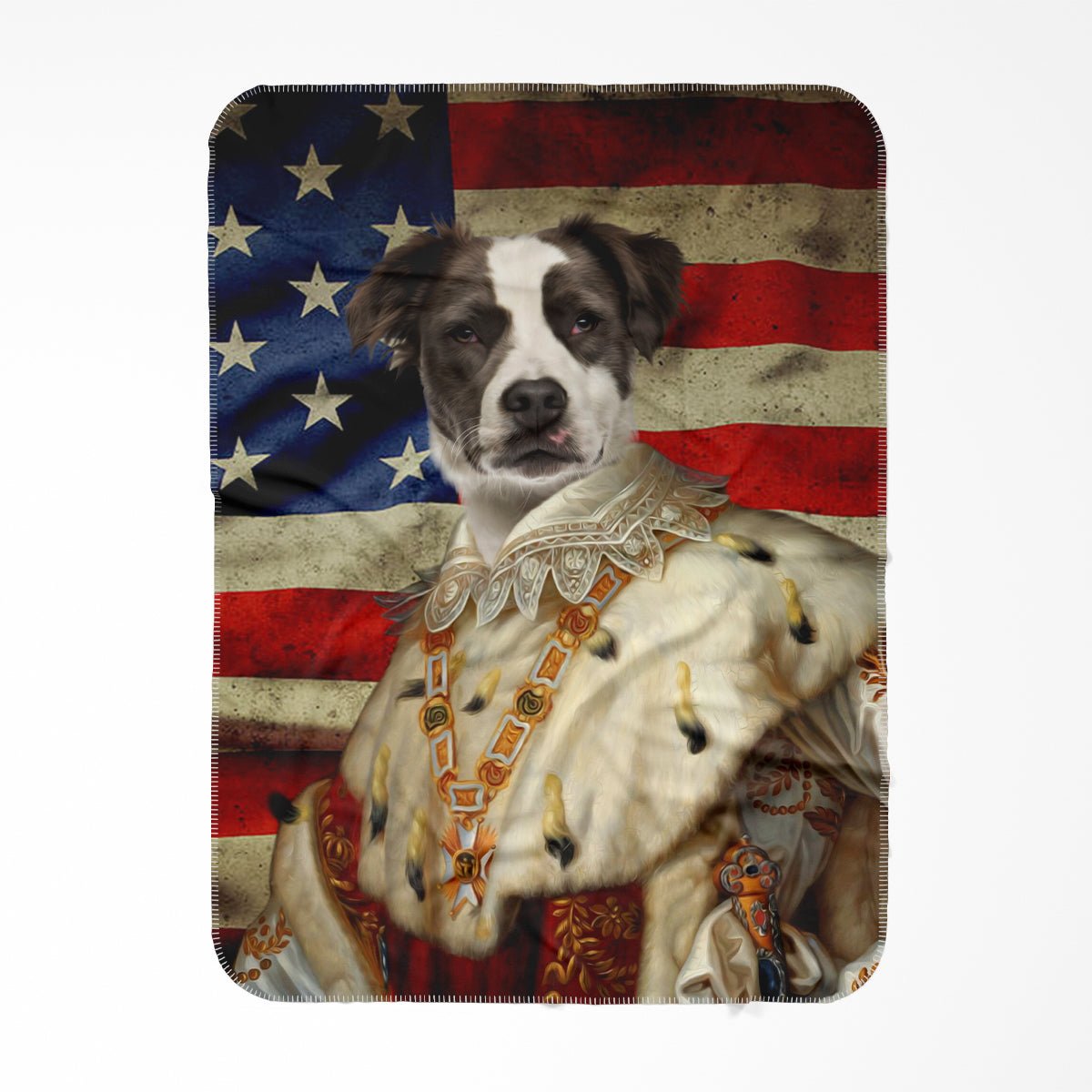 His Majesty USA Flag: Custom Pet Blanket - Paw & Glory - Dog Portraits - Pet Portraits