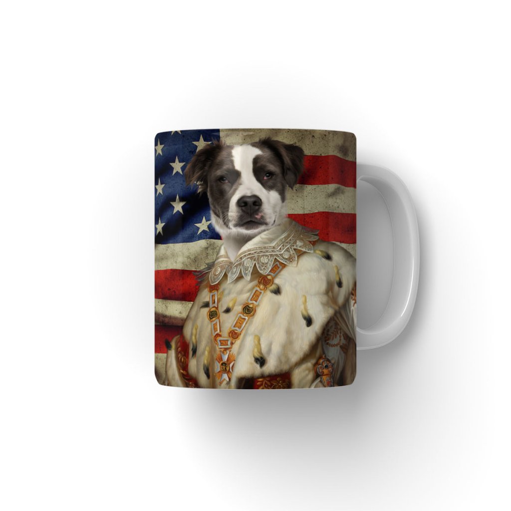 His Majesty USA Flag: Custom Pet Coffee Mug - Paw & Glory - Dog Portraits - Pet Portraits